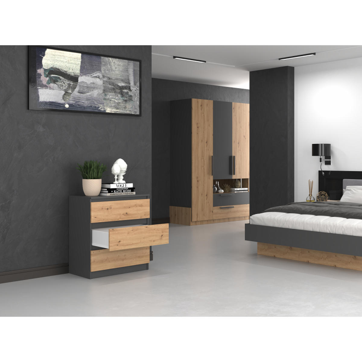 KOMMODE Anthrazit, Artisan 70/75/40 - Anthrazit, Holzwerkstoff (70/75/40cm) - RAUMHIRSCH FURNITURE