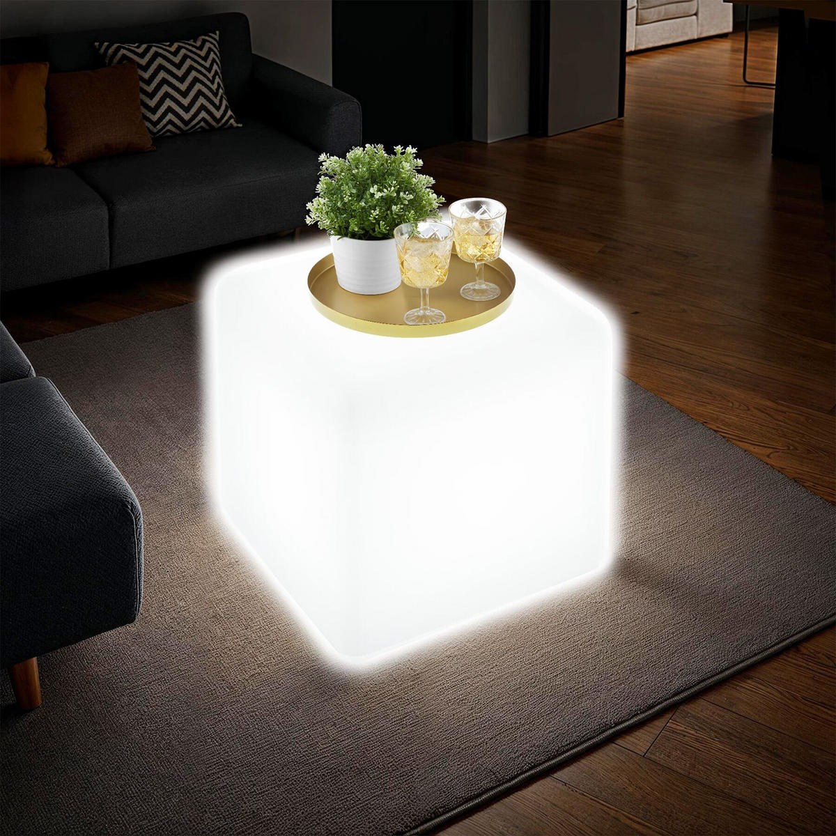 LEUCHTWÜRFEL Luminous Cube,Belastbarkeit 100 kg, inkl. Erdspieß,weiß - Weiß, Kunststoff (35/35/35cm) - tectake