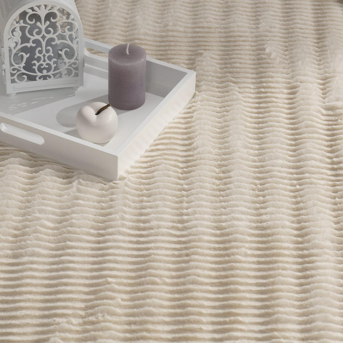 HOCHFLORTEPPICH Rauten Creme 60 x 100 cm - Creme, Kunststoff (60/100cm) - TT Home