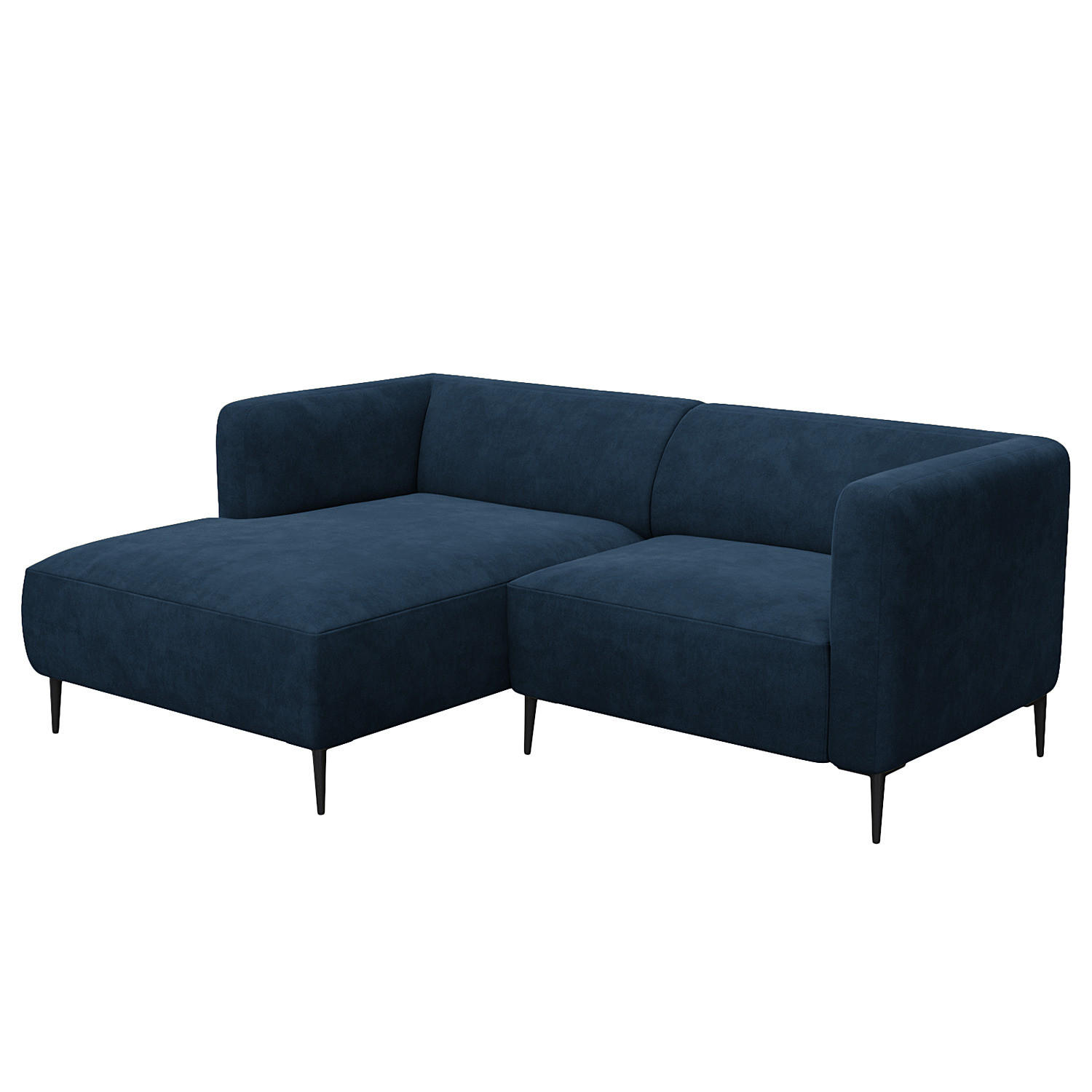 1,5-SITZER ECKSOFA mit Longchair - Schwarz/Dunkelblau, Textil/Metall (211/148cm) - home24