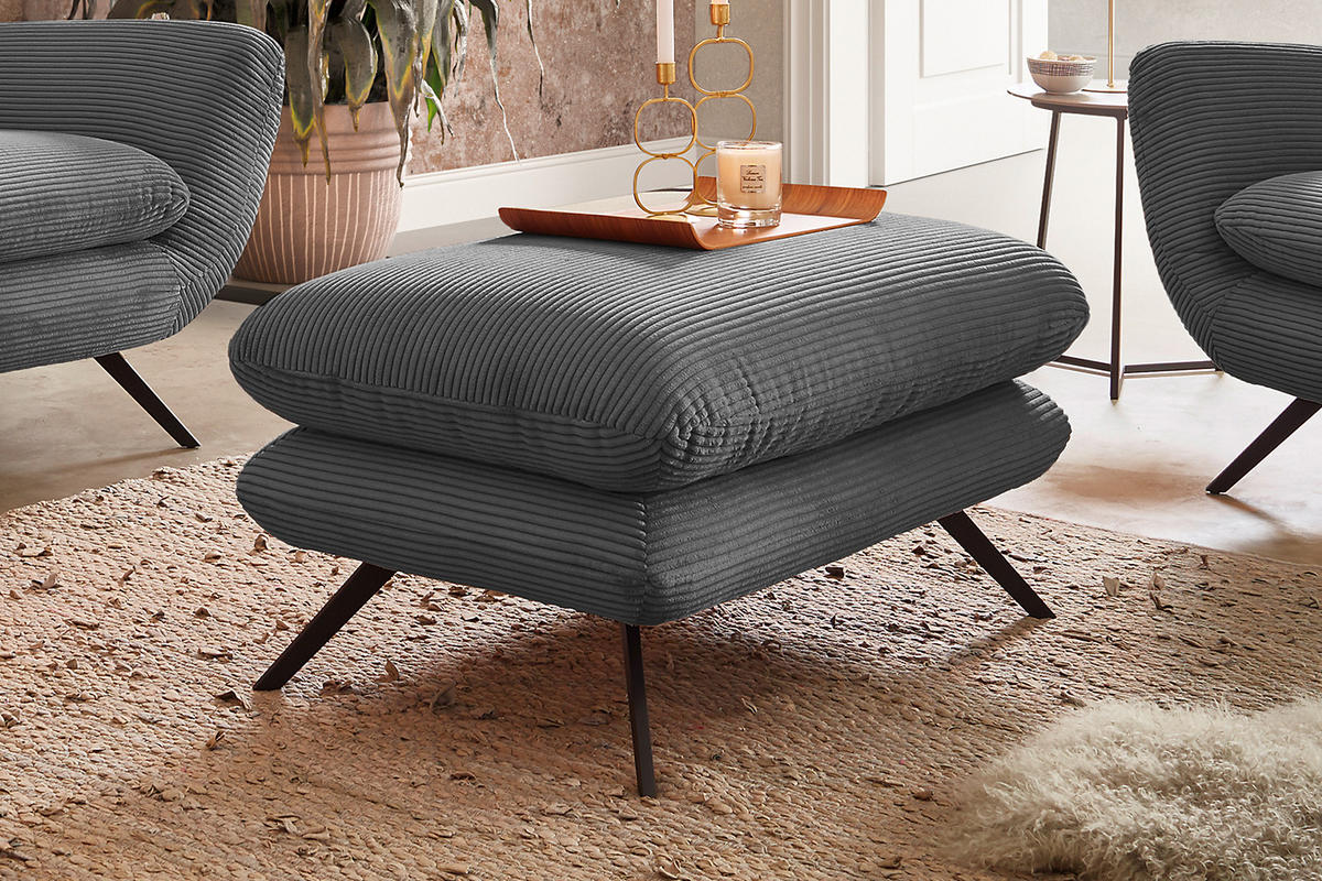 HOCKERBANK CHARME Grau - Grau, Textil (120/45/70cm) - KAWOLA