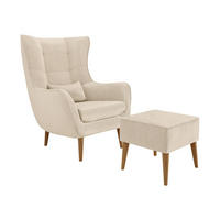 SESSEL Estjano mit Fußbank - Beige, Holz (80/106/95cm) - MIRJAN24
