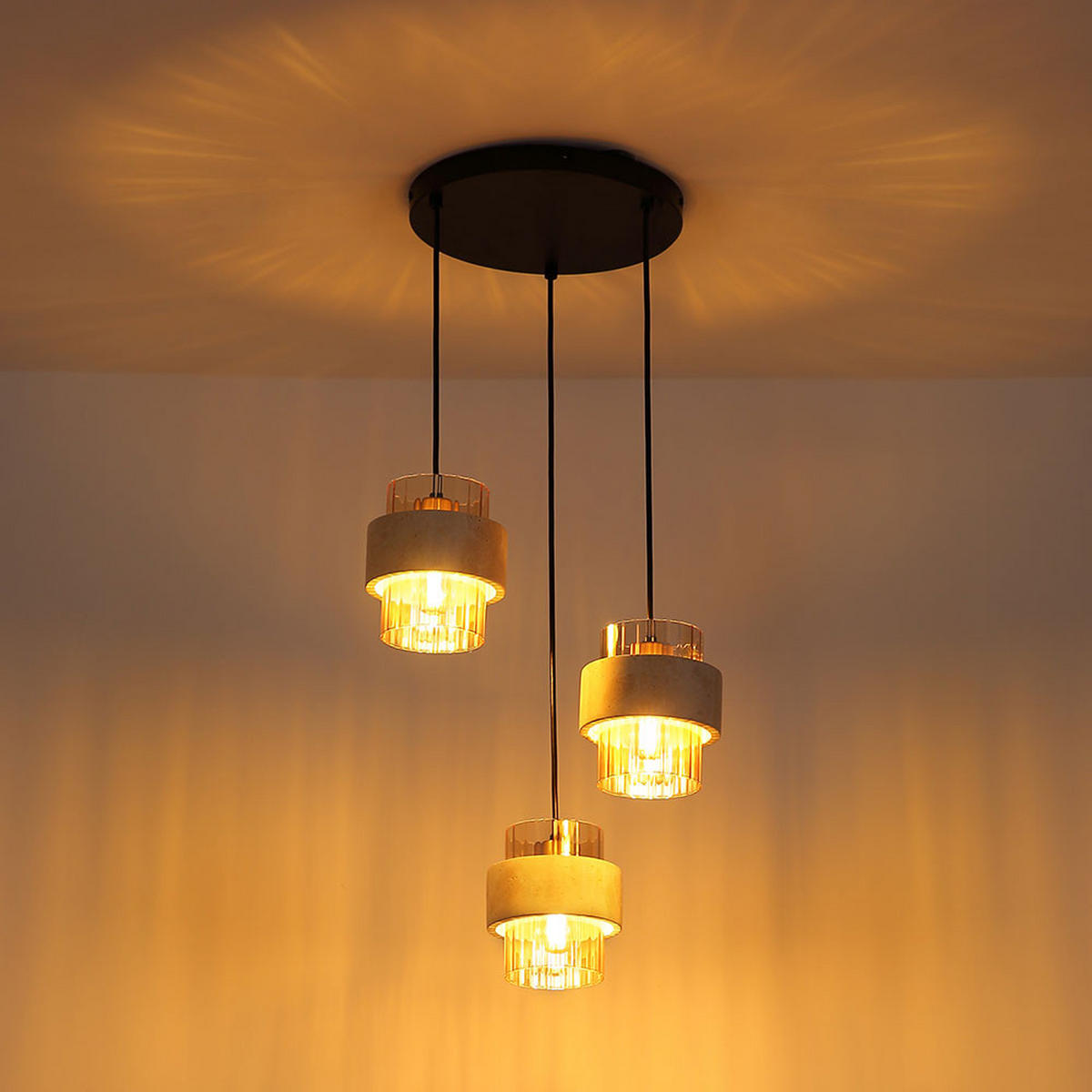 LED PENDELLEUCHTE DAREN, Metall, Schwarz, höhenverstellbar - Schwarz, Glas (37.5/37.5/130cm) - Globo Lighting