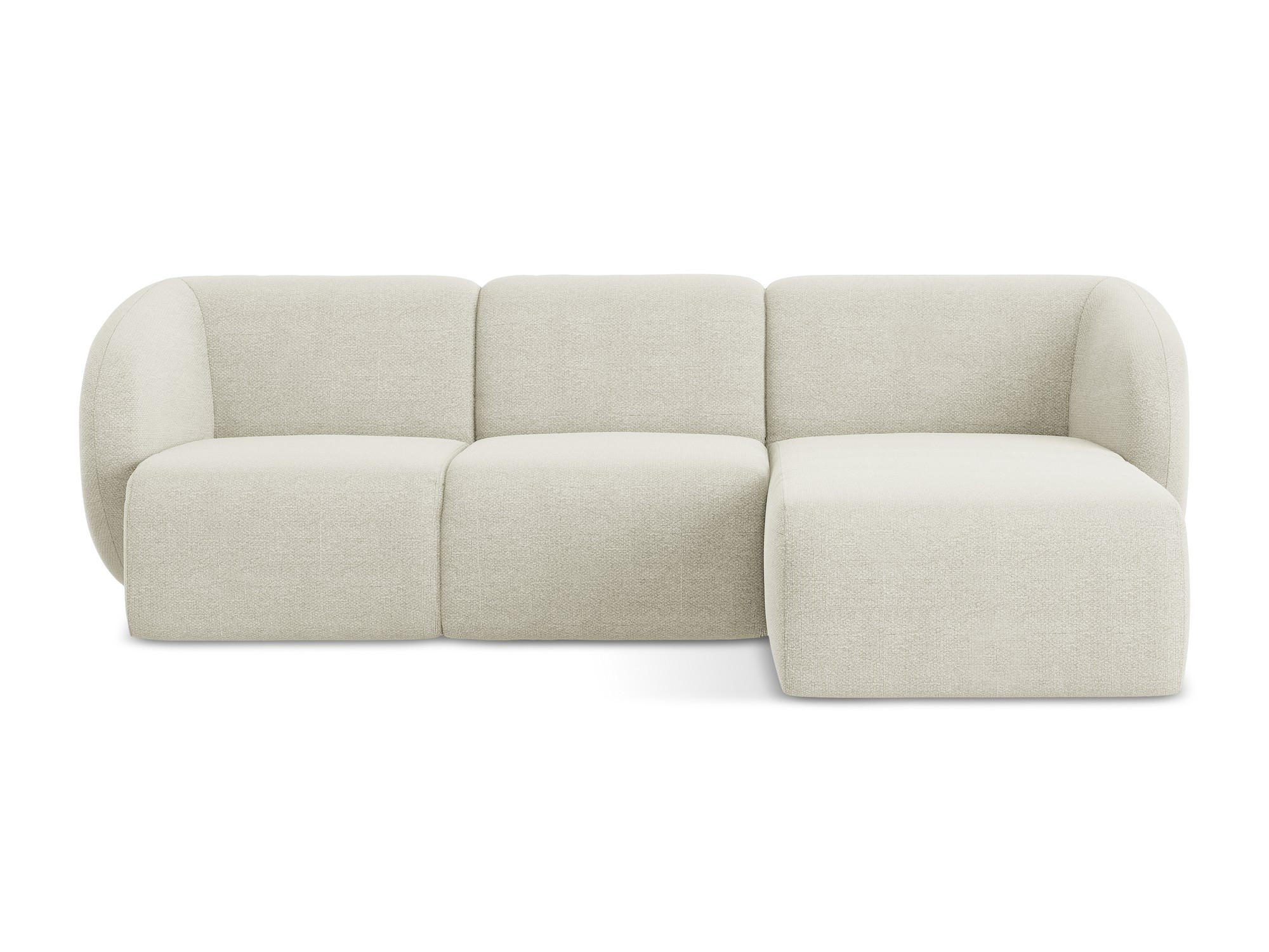 ECKSOFA Rechts Bouclé Stoff Beige - Sandfarben/Schwarz, Holzwerkstoff/Kunststoff (248/166cm) - Makamii