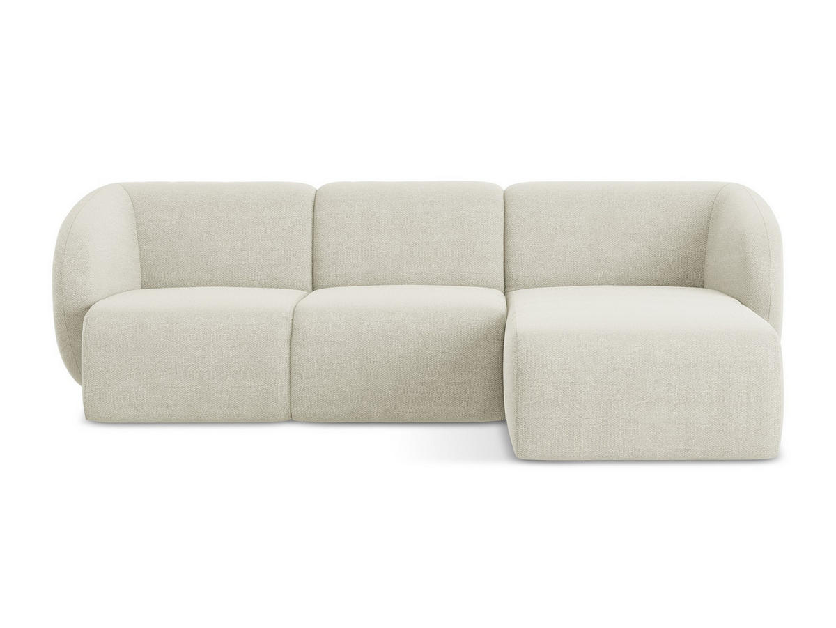 ECKSOFA Rechts Bouclé Stoff Beige - Sandfarben/Schwarz, Holzwerkstoff/Kunststoff (248/166cm) - Makamii