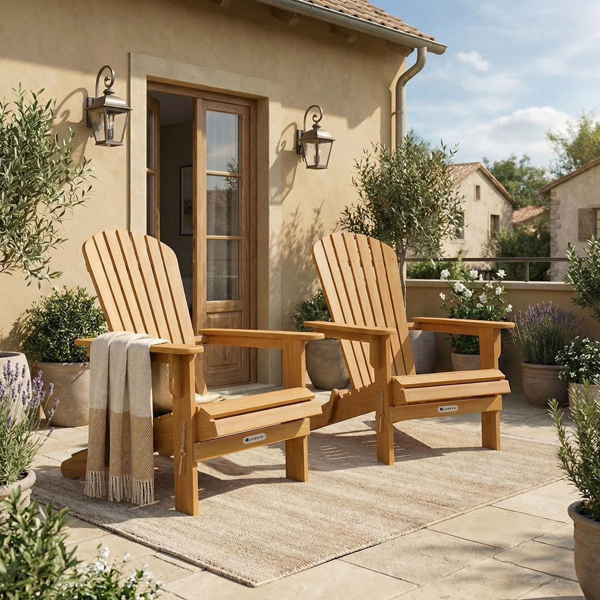 LIEGESTUHL Korfu Akazie klappbar 3er-Set - Naturfarben, Holz (69/94/85cm) - Juskys