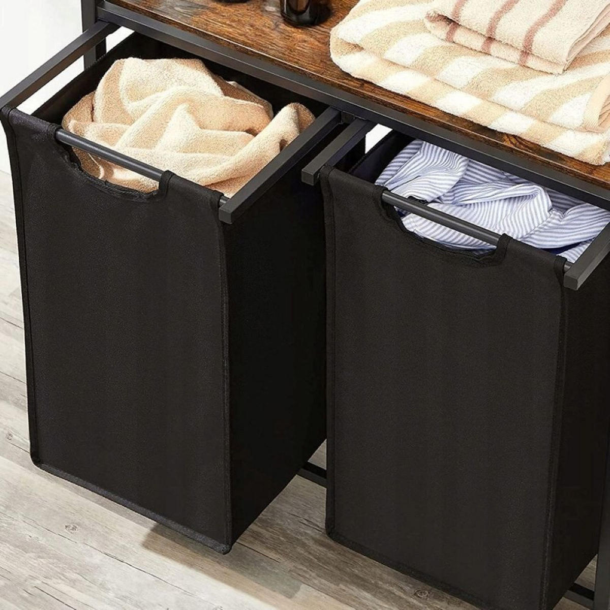 WÄSCHEKORB, schwarz 73x33x72 cm - Schwarz, Holzwerkstoff (73/72/33cm)