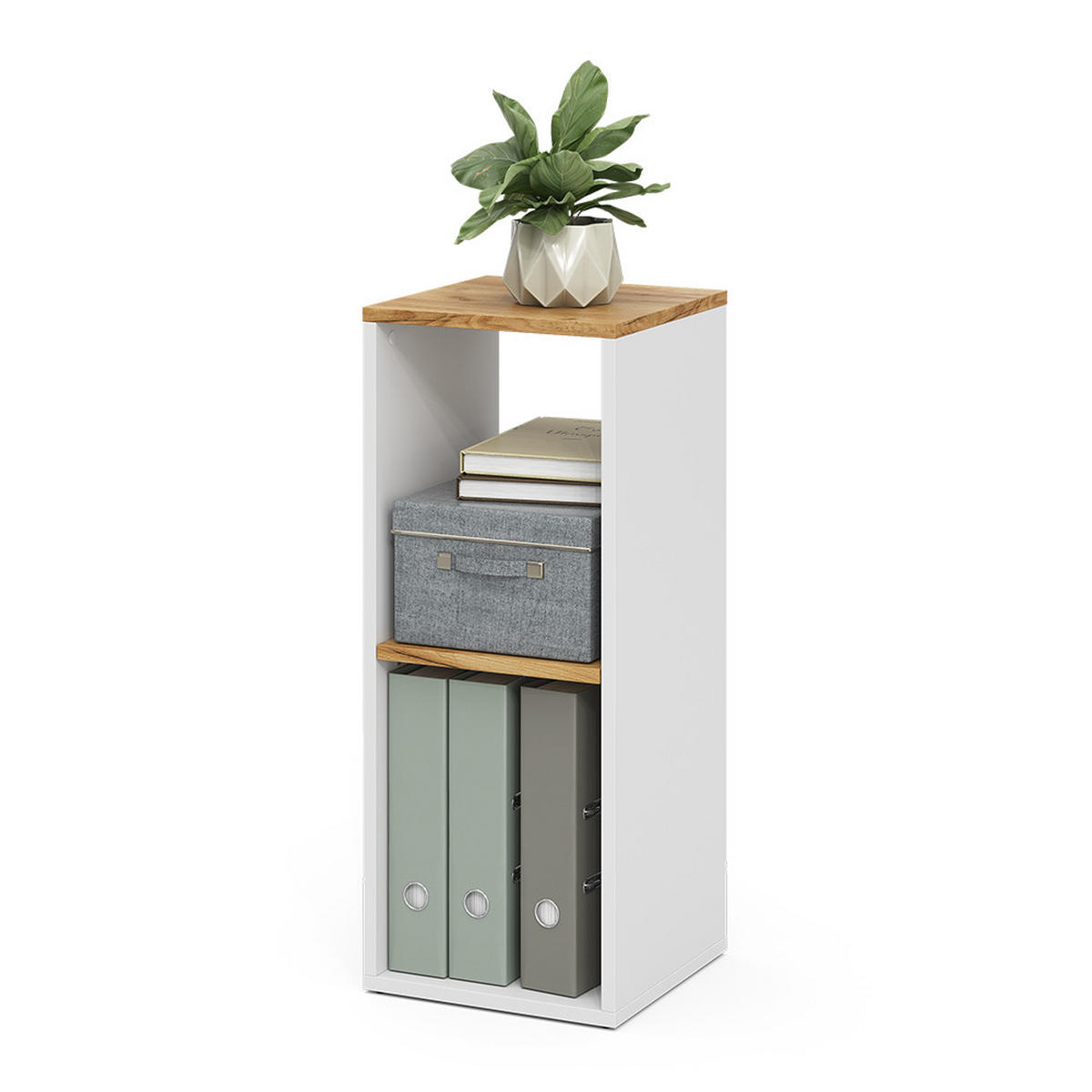 BÜCHERREGAL Tomy Weiß/Goldkraft Eiche 30 x 74 cm mit 2 offenen Fächern - Honigeiche/Weiß, Holzwerkstoff (30/74/30cm) - Vicco