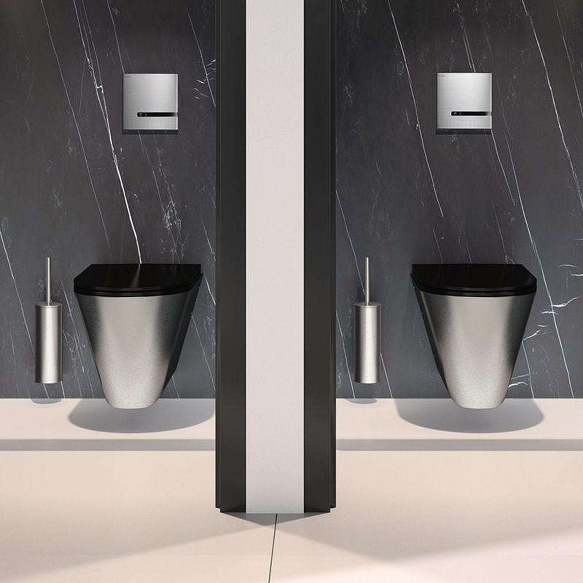 WC-SITZ Slim S21 schwarz Duroplast mit Deckel - Schwarz, Metall (37/5.5/46cm) - Delabie