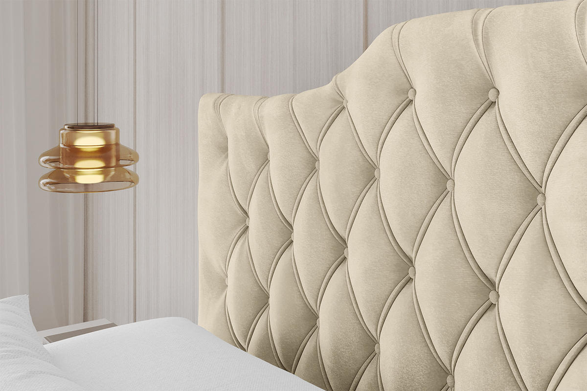 POLSTERBETT mit Bettkasten und Lattenrost, Boxbett ohne Matratze - FALIO 180x200 Beige - Ecru, Holzwerkstoff/Textil (180/200cm) - ALTDECOR