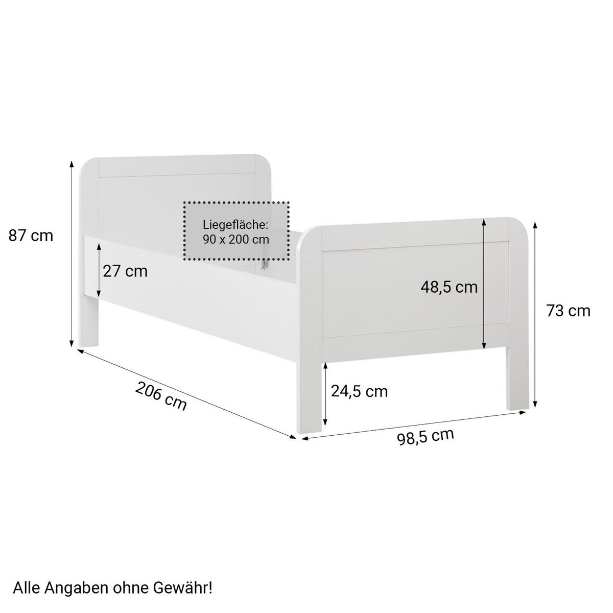 HOLZBETT Seniorenbett 90/200 weiß mit Lattenrost - Weiß, Holz (90/200cm) - Homestyle4u
