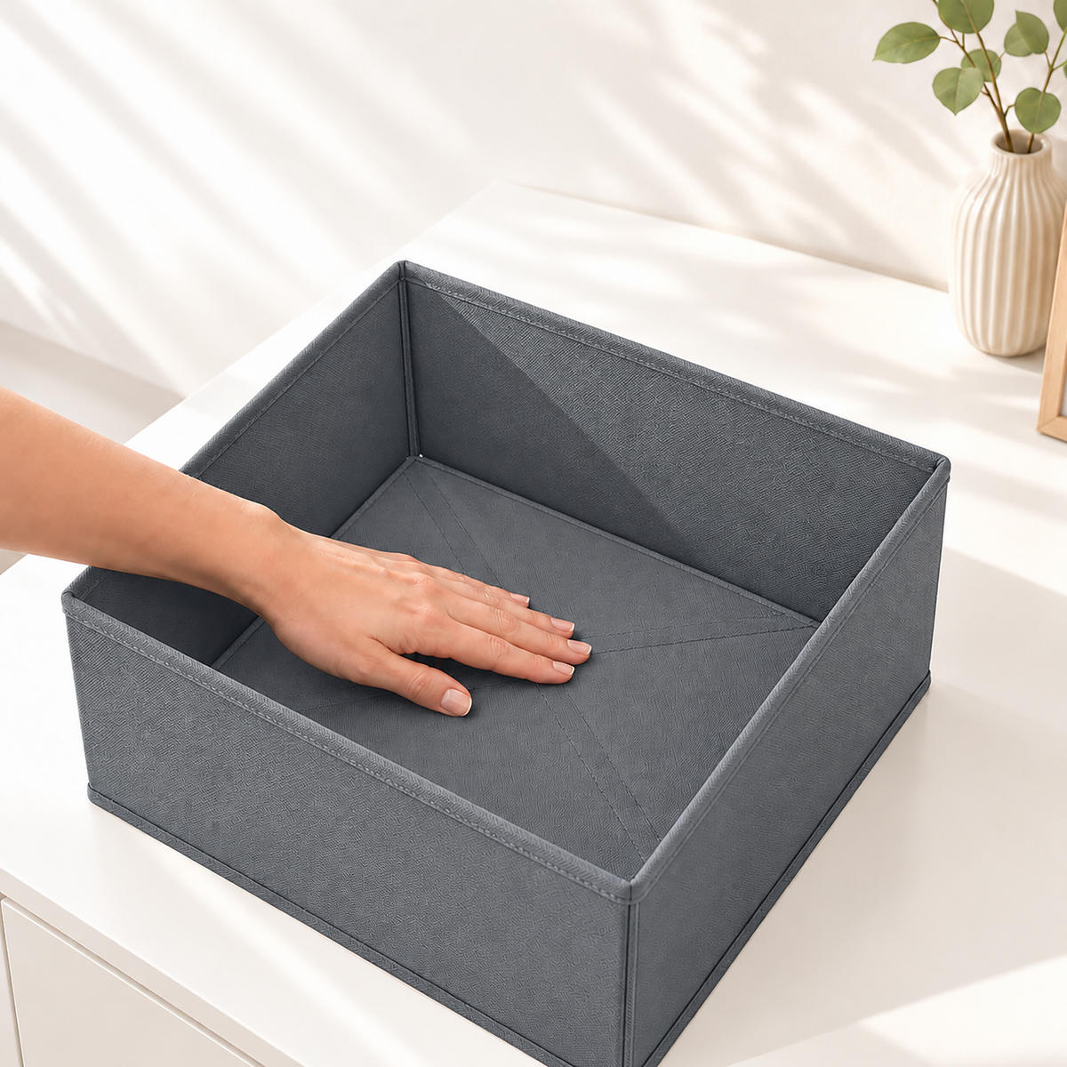 SCHUBLADENORGANIZER Grau 16er-Set Vliesstoff - Grau, Papier/Textil (28/12/28cm) - Relaxdays