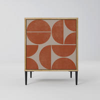 SIDEBOARD REPETITION COMPULSION, Eichefarben, 57,5x42x72,5 cm, Schwarze Metallfüße - Eichefarben/Multicolor, Holzwerkstoff/Metall (57.5/72.5/42cm) - SpaceRebels