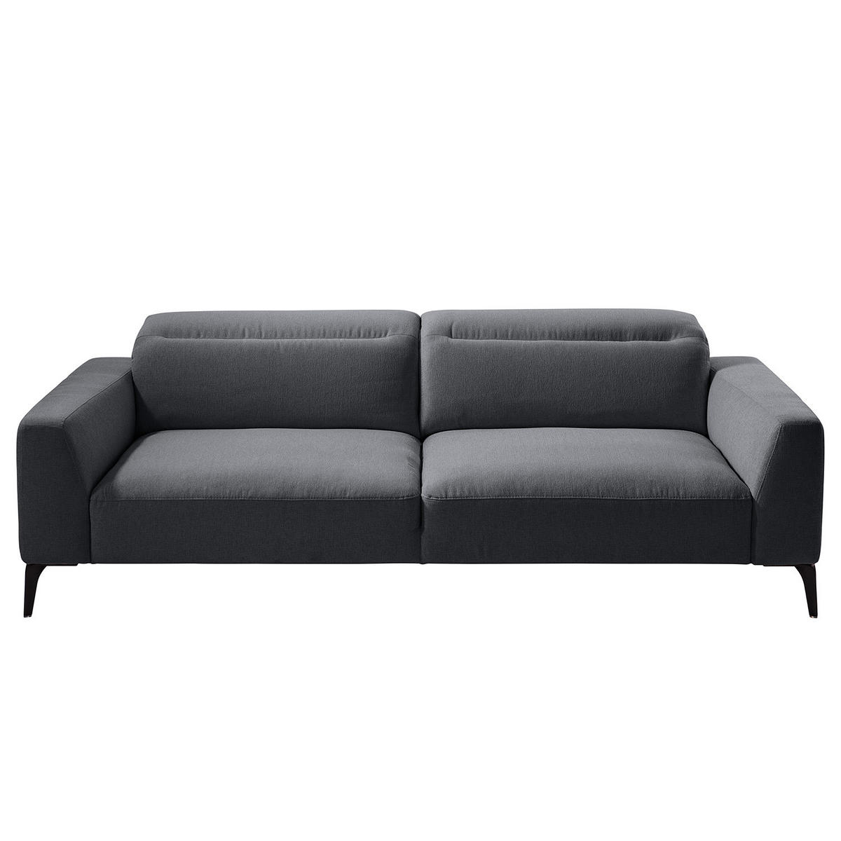 3-SITZER SOFA - Anthrazit/Schwarz, Textil/Metall (233/73/107cm) - home24