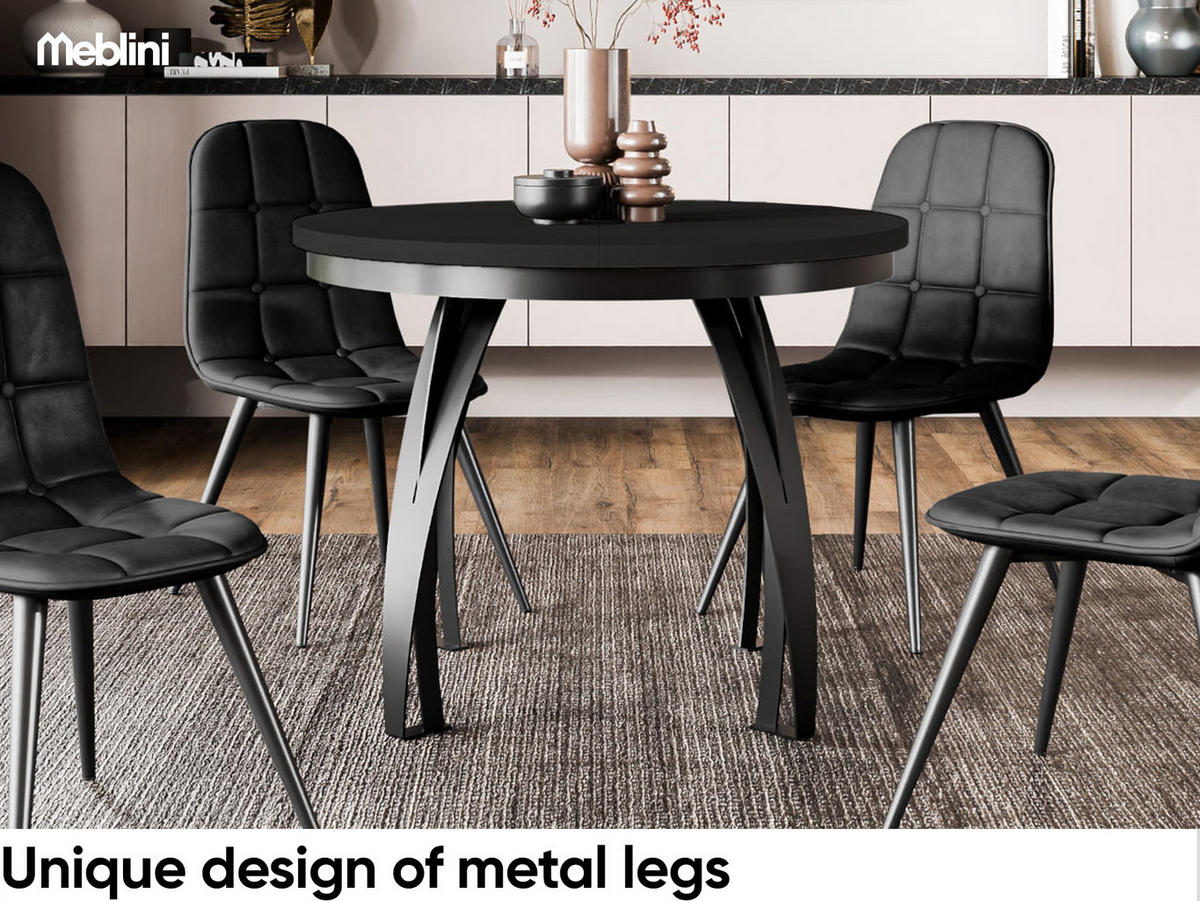 ESSTISCH LUNGA - Schwarz, Holzwerkstoff (100/100/77cm) - Meblini