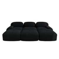 3-SITZER Sofa 298×178×75 cm Cordstoff rahmenlos modular mit 3 Hockern, schwarz - Schwarz, Textil (178/75/298cm)
