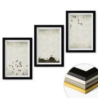 WANDBILDER 3er-Set - 20x30 cm Schwarzer Rahmen - Vögel im Flug, minimalistischer Stil - Schwarz, Kunststoff (20/30cm) - ArtPrintCave