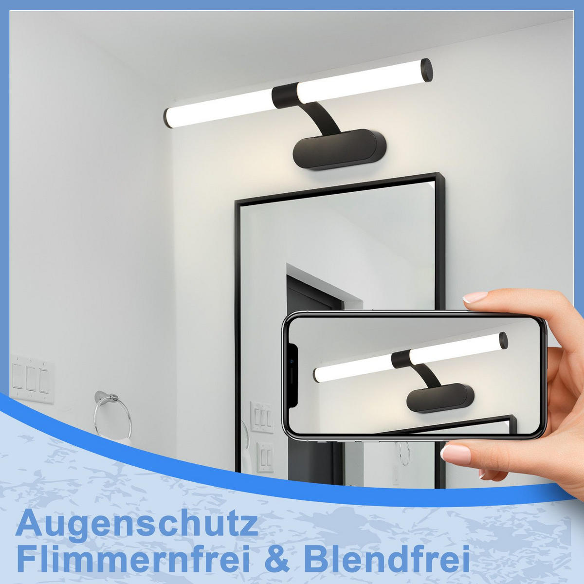 SPIEGELLEUCHTE Halle 60/9.6/16.8 cm - Schwarz, Metall (60/9.6/16.8cm) - Nettlife