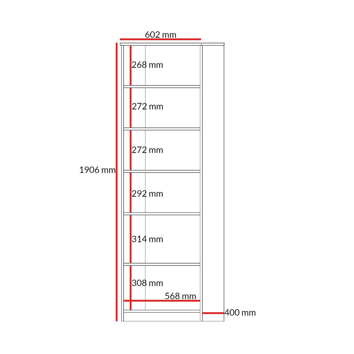 REGAL Billz 1D 60 Kaschmir/Eiche Cremona - Kaschmir/Schwarz, Holzwerkstoff/Kunststoff (60/190/40cm) - mzm24