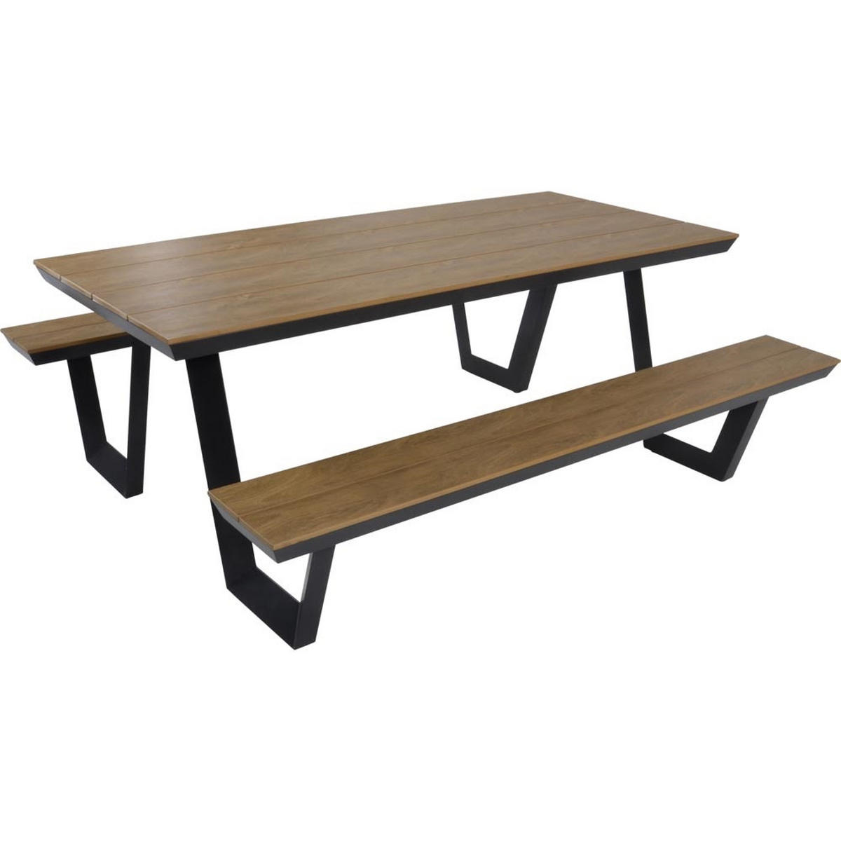 PICKNICK-SET Arezzo - Anthrazit - 200/89/75 cm - Dunkelgrau, Metall - Lesli Living