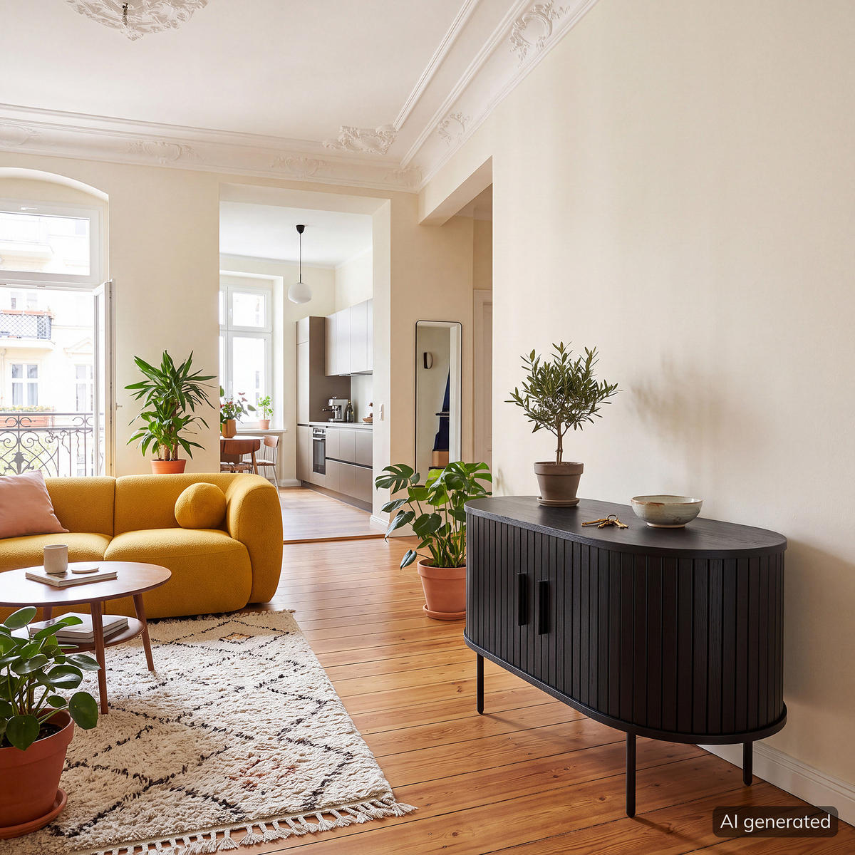 KOMMODE COUCHTISCH - Echtholzfurnier - Eichefarben/Schwarz, Holzwerkstoff/Metall (60/100/55cm) - home24