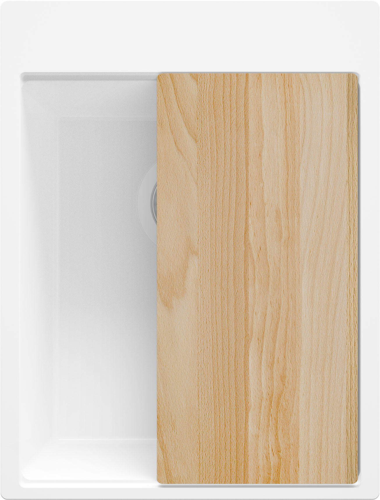 SPÜLBECKEN Oslo, 2-er set Alles Weiß 38/50 cm 1 Becken + Ablauf-Set + Schneidebrett ab 40er Unterschrank - Beige/Weiß, Kunststoff (38/20/50cm) - Primagran