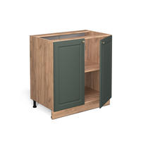 KÜCHENUNTERSCHRANK Fame-Line Grün-Gold Landhaus 80 cm mit Regal, AP Eiche - Eiche Wotan/Grün, Holzwerkstoff (80/82/60cm) - Vicco