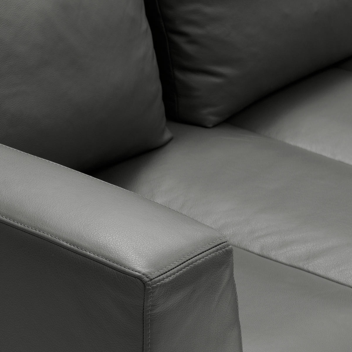 2-SITZER - Chromfarben/Grau, Leder/Metall (174/81/105cm) - home24