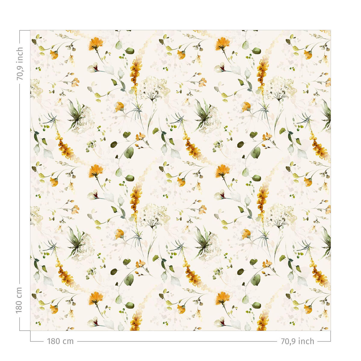 DUSCHVORHANG Wildblumen Aquarell Muster auf Beige 180/180 cm - Beige, Textil (180/180cm) - Bilderwelten