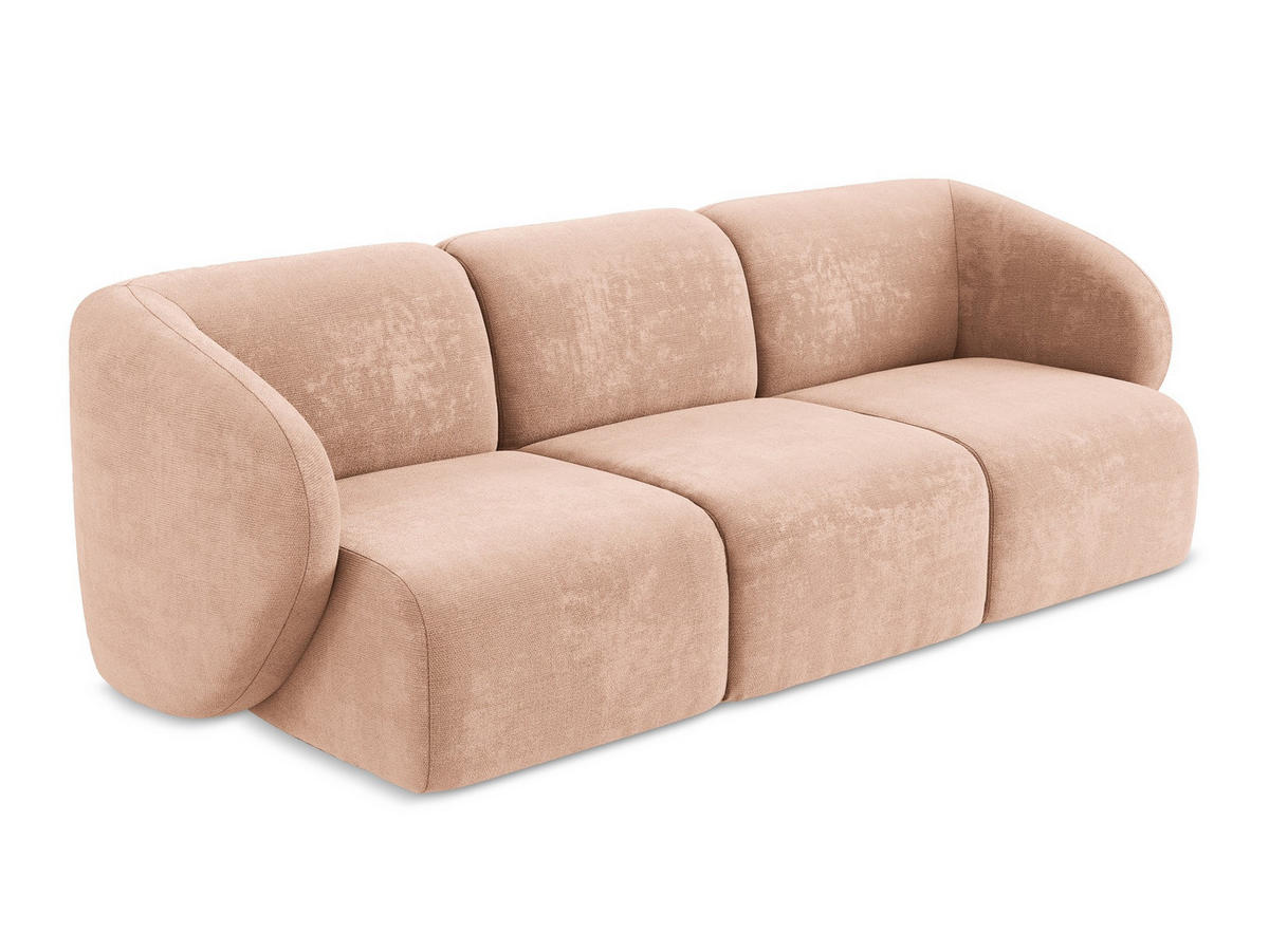 3-SITZER SOFA Chenille Stoff Pink - Koralle/Schwarz, Holzwerkstoff/Kunststoff (244/75/94cm) - Makamii
