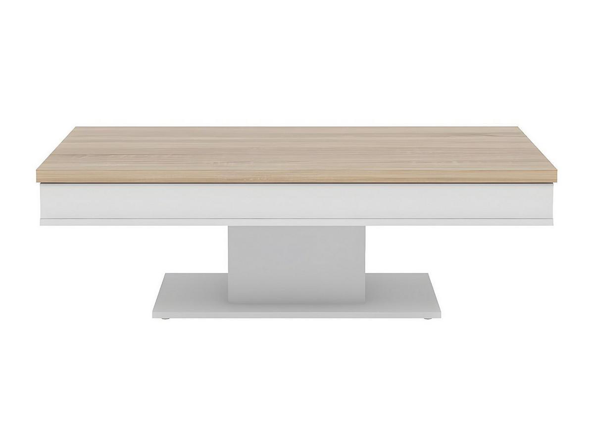 COUCHTISCH mit Stauraum - Eichenholz-Optik - Weiß - ASTULIA - Naturfarben, Holz (59/146/40.2cm) - Vente-Unique