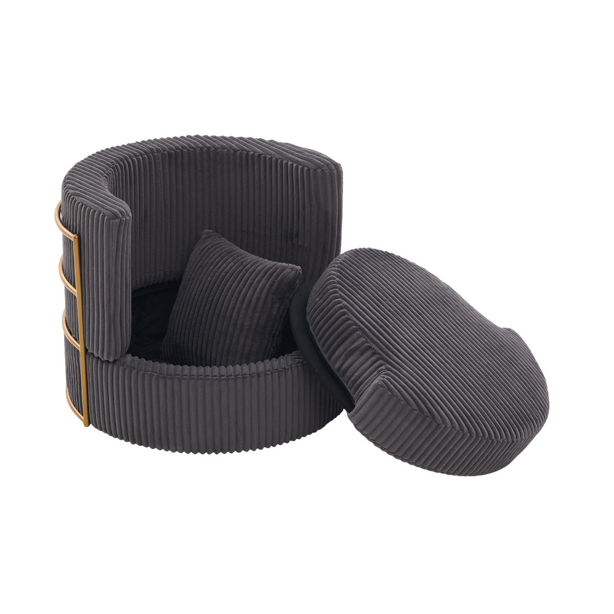 SESSEL 2er-Set 360° drehbar mit Stauraum, DE-42295, Grau - Grau, Textil (76/78/79cm) - ComfortXL
