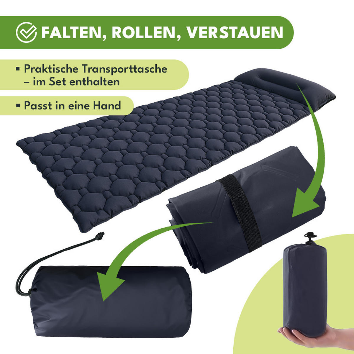 LUFTBETT Luftmatratze 190x60cm Dunkelblau - Dunkelblau, Textil