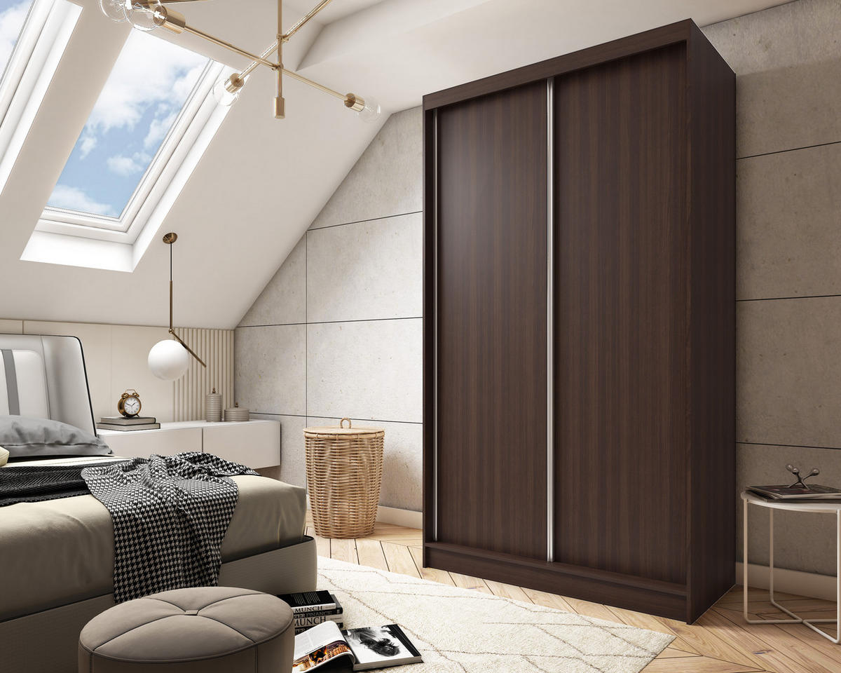SCHWEBETÜRENSCHRANK SOFIA 120/216/61 cm 2-türig Wengefarben - Wengefarben, Holzwerkstoff (120/216/61cm) - MASSENO
