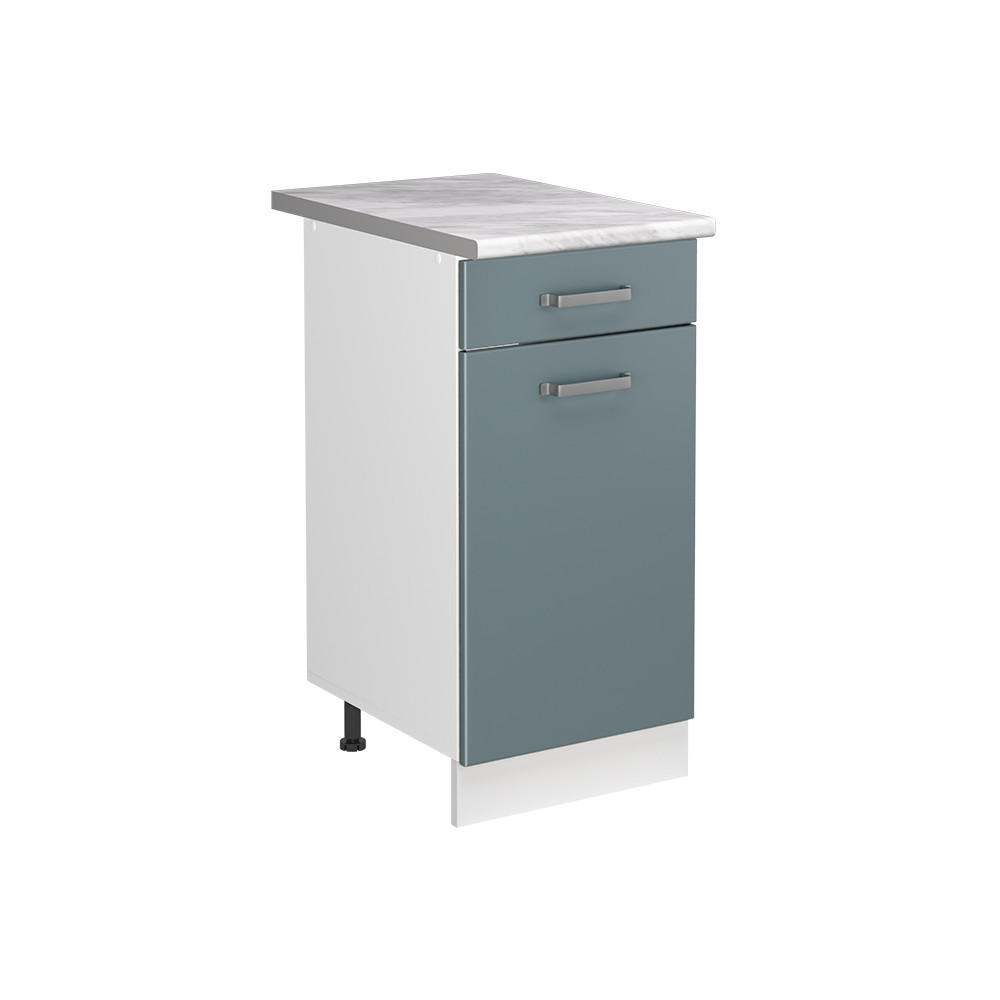 DULAP DE BAZĂ PENTRU CHIUVETĂ R-Line, Albastru-gri/Alb, 40 cm blat de lucru Marmură