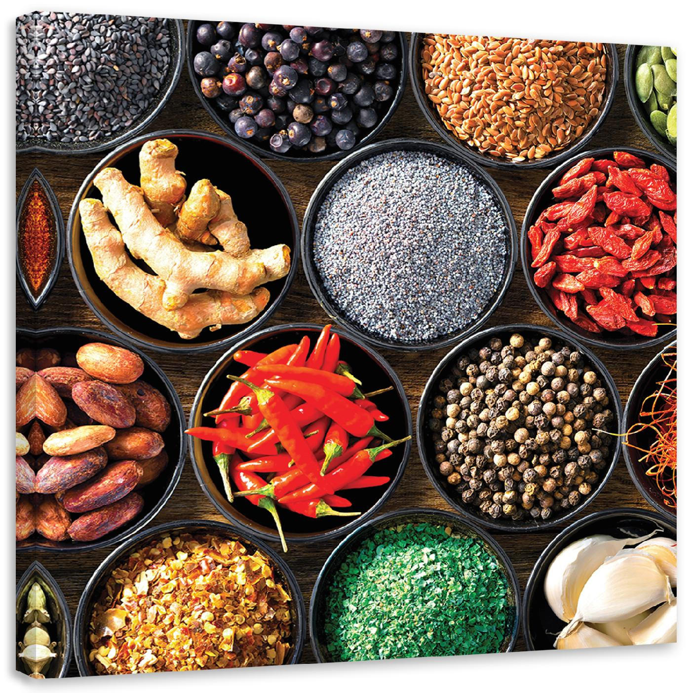 WANDBILD lebensmittel und küchengewürze - Multicolor, Textil (50/50cm) - Feeby