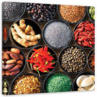 WANDBILD lebensmittel und küchengewürze - Multicolor, Textil (50/50cm) - Feeby