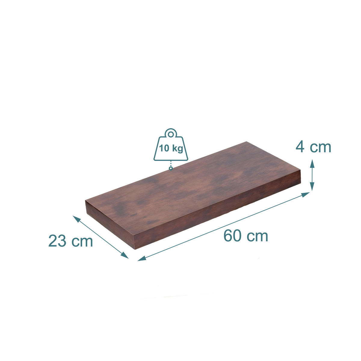 3XPOLICA - hnedá, kov/kompozitné drevo (60/4/23cm) - Relaxdays