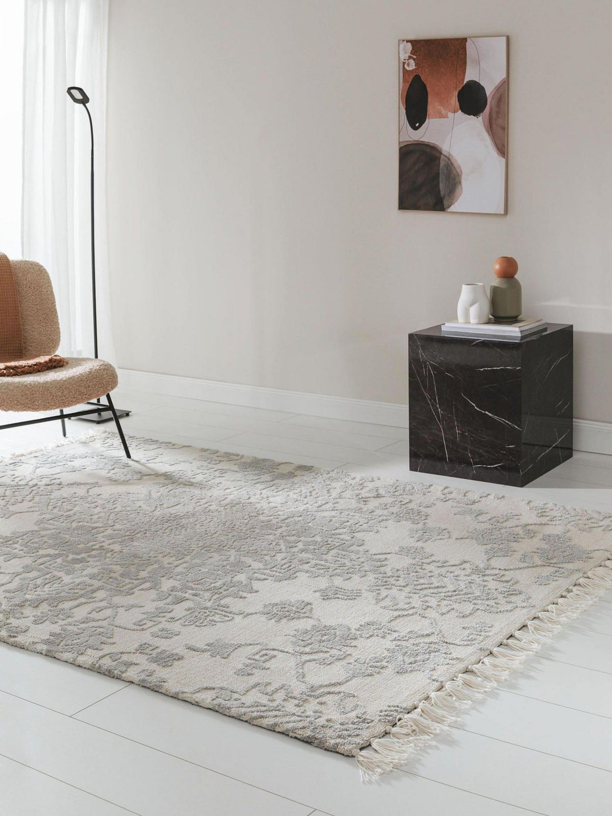 TEPPICH Teppich Elias Grau - Grau, Textil (200/1cm) - KUNSTLOFT