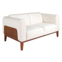 SOFA 2-Sitzer-Sofa aus weißem Leder 159/92/77 cm - Walnussfarben/Weiß, Leder (159/77/92cm) - ANGEL CERDA