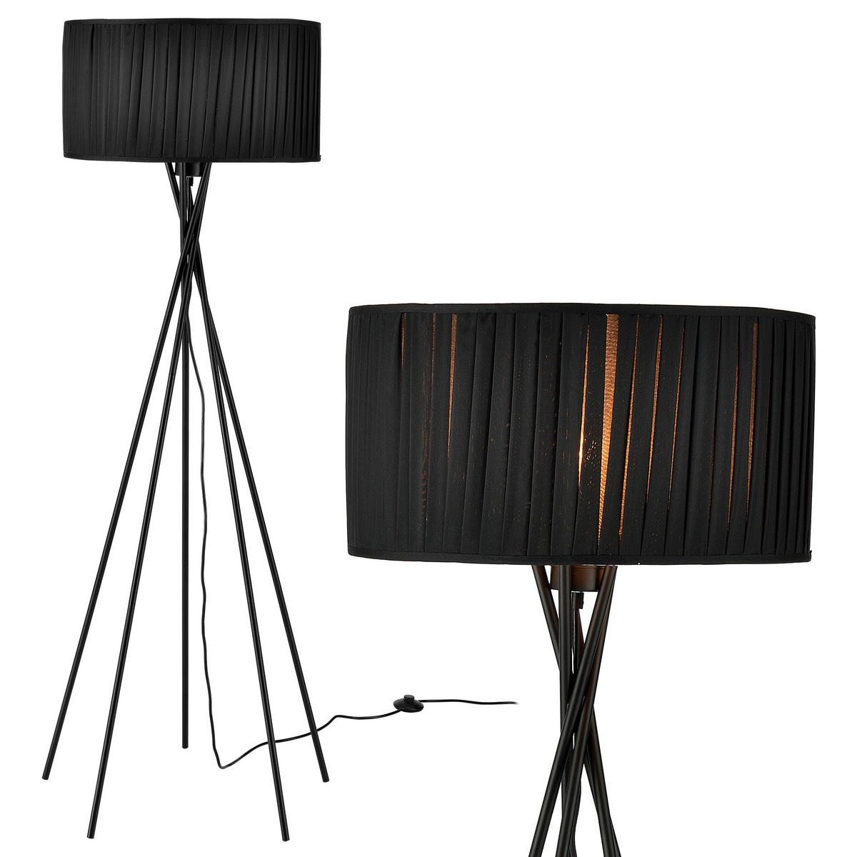 STEHLEUCHTE Black Mikado - Schwarz, Metall (23/23/155cm) - lux.pro