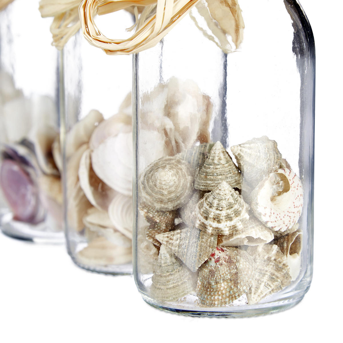 3XMUŠĽOVÝ dekór - viacfarebná, prírodné materiály/sklo (12cm) - Relaxdays