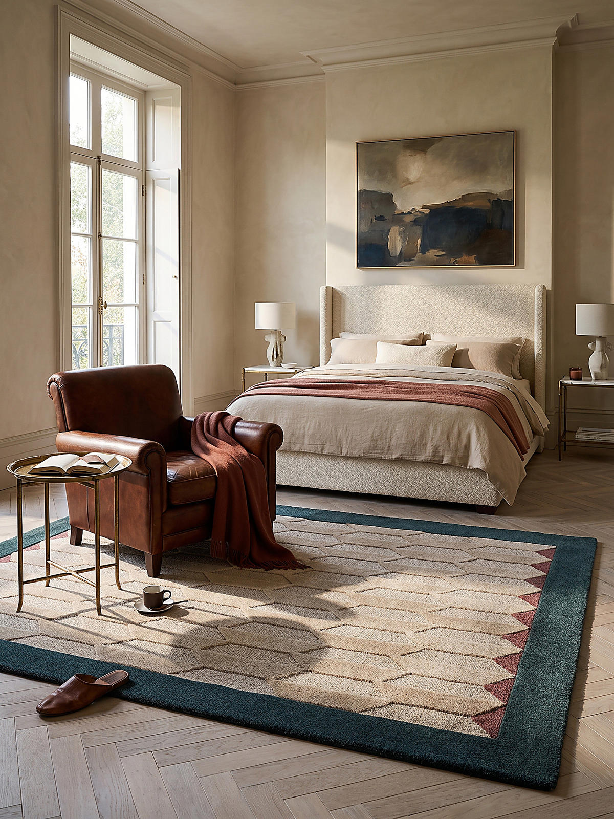 WOLLTEPPICH handgetuftet DARENT, Wabenmuster, Petrol, 200 x 290 cm - Türkis, Textil (200/290cm) - KADIMA DESIGN