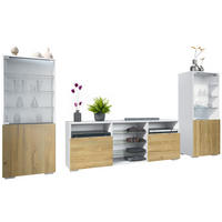 WOHNWAND Granada Eiche Natur - Eichefarben, Holzwerkstoff (286/122.5/35cm) - Vladon