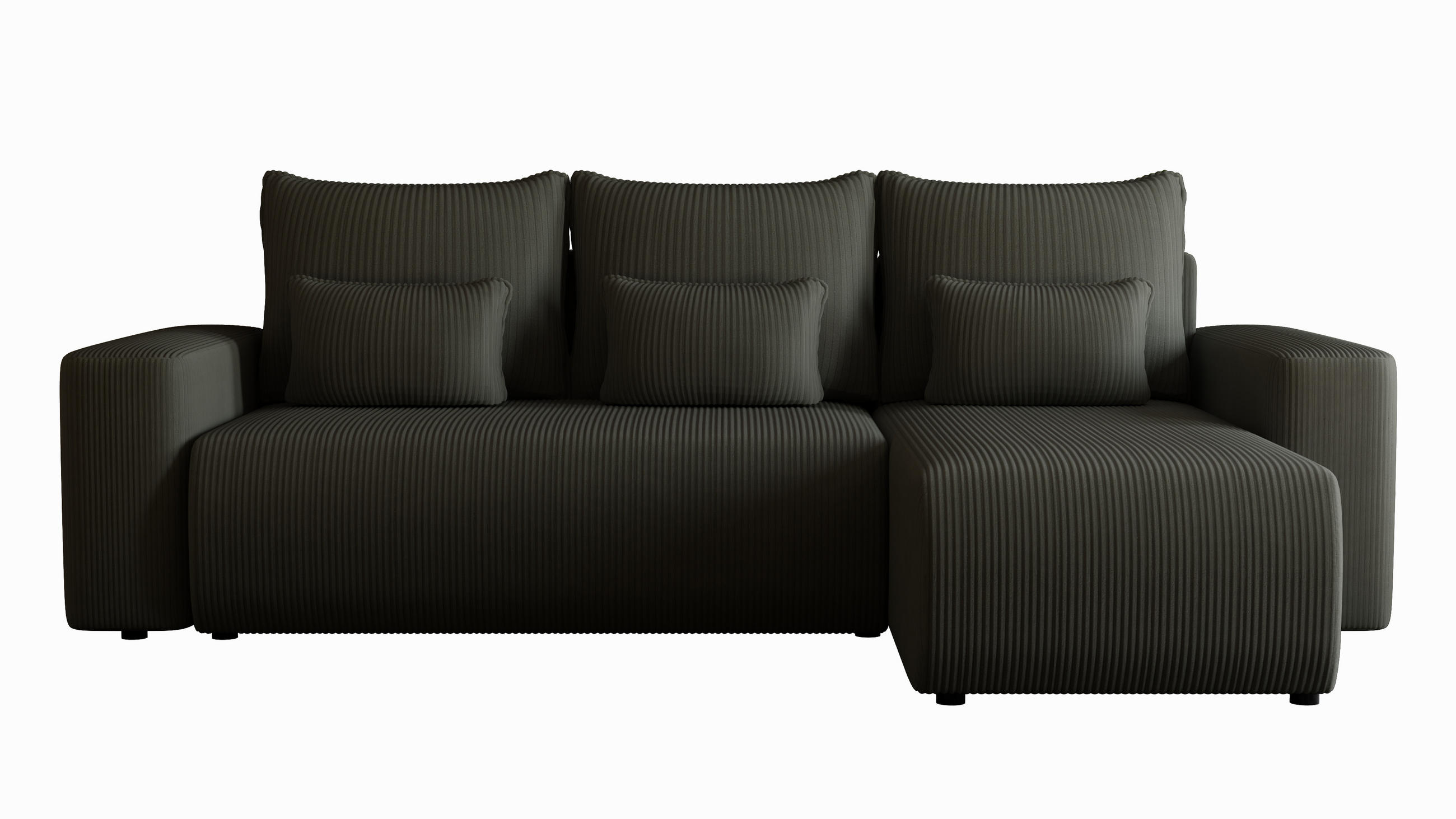 ECKSOFA Travis mit Bettkasten und Schlaffunktion, L-Form, Cord, Universal - Anthrazit, Holzwerkstoff (248/148cm) - 4ALL HOME