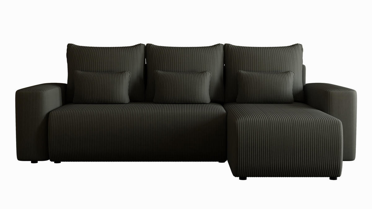 ECKSOFA Travis mit Bettkasten und Schlaffunktion, L-Form, Cord, Universal - Anthrazit, Holzwerkstoff (248/148cm) - 4ALL HOME