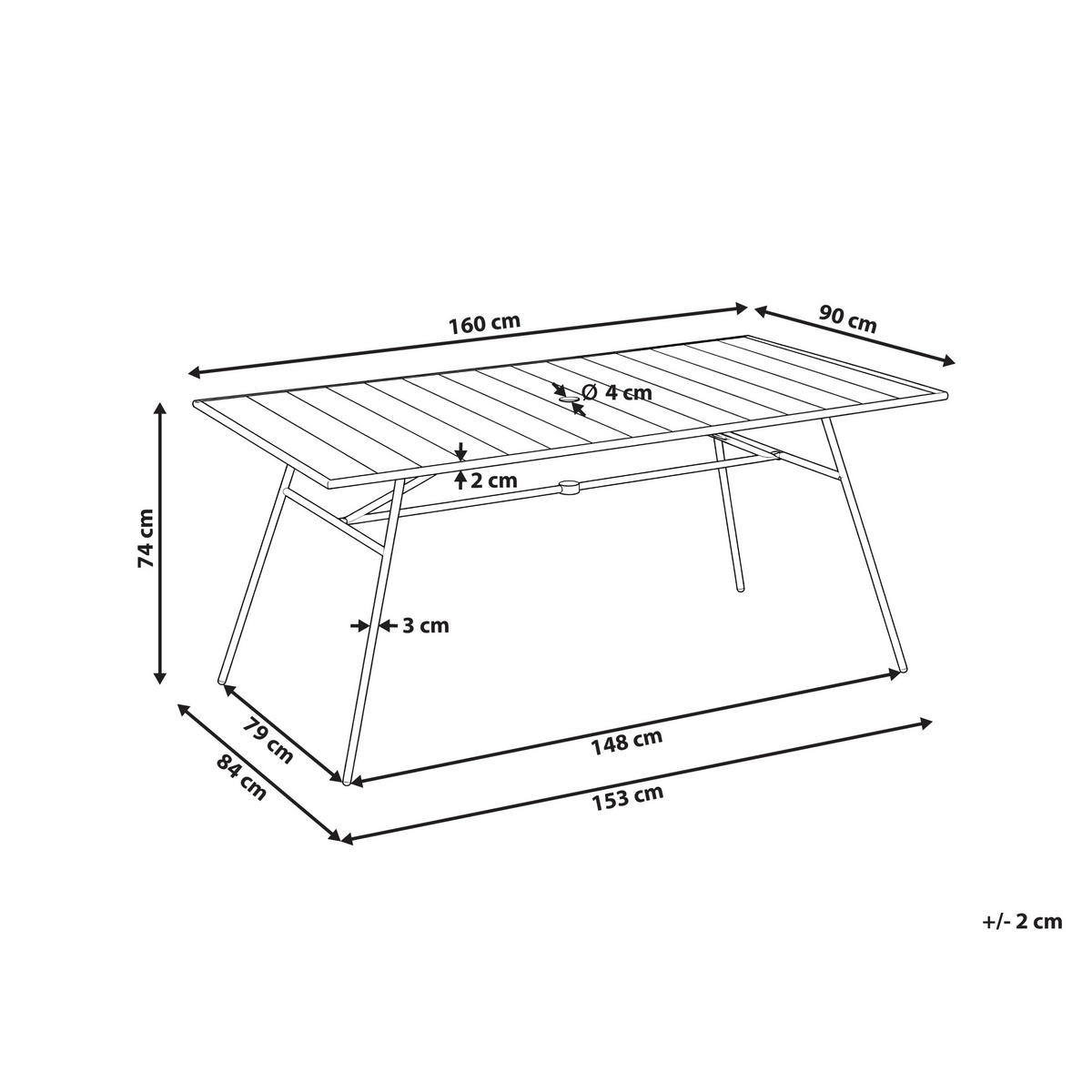 ZAHRADNÍ STŮL 160/90 cm Kov Světle béžový Terenzo - béžová, kov (160/90/74cm) - Beliani