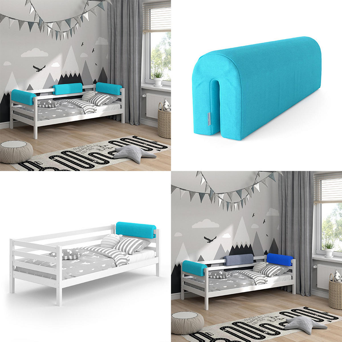 BETTUMRANDUNG Türkis 70 x 20 cm - Türkis, Textil (70/20/14cm) - VitaliSpa