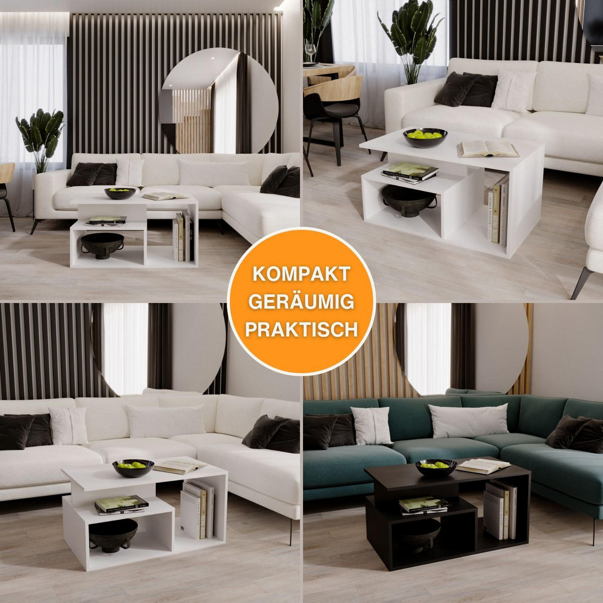 COUCHTISCH Maja90 90/44/50 - Weiß, Holzwerkstoff (50/90/44cm) - RAUMHIRSCH FURNITURE