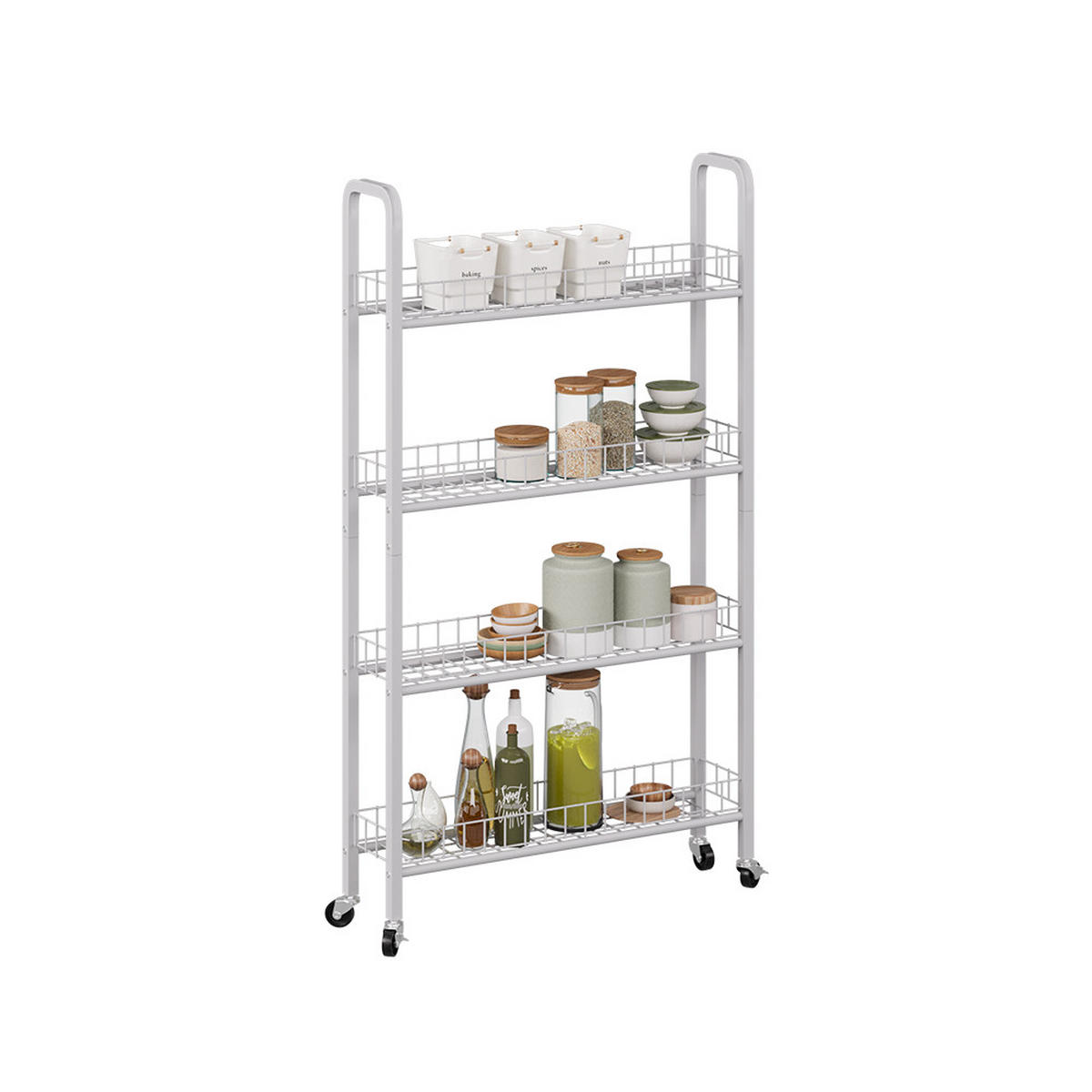 ROLLREGAL Rolivo Weiß 58 x 15 cm mit 4 Fächern - Weiß, Metall (58/103.5/15cm) - Vicco